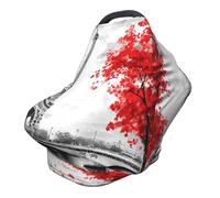 Eiffel Tower Paris Nursing Cover 360° Full Coverage Red Tree Stretch Scarf for Breastfeeding and Car Seat Cover Fit for Most Pushchairs and Prams