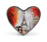 Eiffel Tower Paris Painting Buttons Pin Memorial Boutonniere for Wedding Groom Bride, Customize Lapel Heart Pin for Christmas, Men Women Costume Decorative Fashionable Brooches