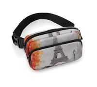 Eiffel Tower Paris Painting Fanny Pack with Multiple Pockets, Personalized Waist Bag with Zipper, Multifunctional Bum Bags for Travel, Belt Bag with Adjustable Strap, Crossbody Bags
