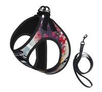 Eiffel Tower Paris Painting print Dog Harness and Leash Set, Reflective Adjustable Puppy Vest for Small Medium Large Dogs, Cats