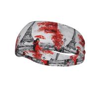 Eiffel Tower Paris Painting Printed sweat-wicking sports headband for men and women, perfect for running, basketball, yoga, and hiking.