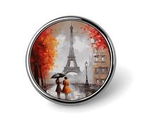 Eiffel Tower Paris Painting Round Badge Metal Buttons Exquisite Round Badge Pin Button Parts Circular Fashion Classic Pin Holders Buttons for Shirts Clothes Brooch 1 Inch