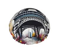 Eiffel Tower Paris Painting shower caps with a double layer of, hold your hair well whether using them while showering or taking bath.