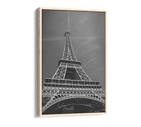 Eiffel Tower Paris - - Photography Canvas Floater Frame Print Picture Art - Light Oak Frame 8 inch wide x 12 inch high