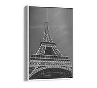 Eiffel Tower Paris - - Photography Canvas Floater Frame Print Picture Art - White Frame 24 inch wide x 36 inch high