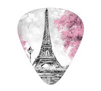 Eiffel Tower Paris Pink Tree Guitar Pick 12 Packs Guitar Plectrums Includes Thin Medium Heavy Gauges