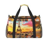 Eiffel Tower Paris Print Ample Space Travel Duffle Bag Stylish with Waterproof Zipper for Airplane Gym
