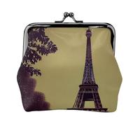 Eiffel Tower Paris print Cute Buckle Coin Purses Vintage Pouch Kiss lock Change Purse Wallets for Women Fashion, Black, One Size, Vintage