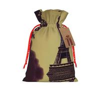 Eiffel Tower Paris Printing Christmas Bag With Drawstring Closure, 4.7x6.9 In For Christmas Party Birthday Gift Wrapping