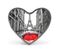 Eiffel Tower Paris Red Umbrella Lapel Pin Heart Metal Brooch Pin with Secure Pinback Fashion Button Badge for Clothing, Hats, Bags Decoration