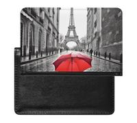 Eiffel Tower Paris Red Umbrella Passport Holder Slim Travel Wallet RFID Blocking Card Case Cover Passport Cover Protector Essentials with Credit Card Slots for Women/Men