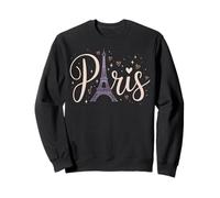 Eiffel Tower Paris Script Hearts Romantic Graphic Sweatshirt
