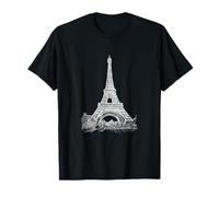 Eiffel Tower Paris Skyline Panorama Drawing T Shirt T-Shirt
