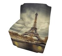 Eiffel Tower Paris Sofa Cover Soft 1 Seater Sofa Slipcover for Pets Washable,Couch Cover with Elastic Straps Furniture Protector