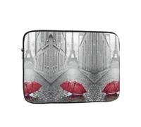 Eiffel Tower Paris Street Red Umbrella 17 inch Shockproof Laptop Sleeve,for 10-17 Inch Laptop, Slim Top Zipper Case for Travel Office