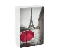 Eiffel Tower Paris Street Red Umbrella Plastic Cigarette Case Waterproof Hard Personalized Cigarettes Holder Cas Noveltys for Dad Husband