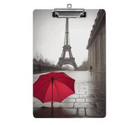 Eiffel Tower Paris Street Red Umbrella Plastic Clipboard with Storage Office Acrylic Clipboards Low Profile Clip Clear Clip Boards Basics Letter Size Hardboard for Nurses,Teachers