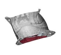 Eiffel Tower Paris Street Red Umbrella Print Leather Valet Tray For Women,Travel Organizer, Trinket Jewelry Cosmetic Organizer Tray