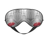 Eiffel Tower Paris Street Red Umbrella Print Sleep Mask Eye Masks Blindfold Eye Cover Eyeshade for Night Sleeping Travel Airplane Ues