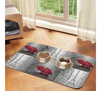 Eiffel Tower Paris Street Red Umbrella Printing Pet Absorbent Leather Tablecloth,Pet Absorbent Leather Mat,Tidy Feeding Area For Dogs, Cats,Pets