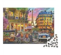 Eiffel Tower Paris Street Scene 1000 Piece Jigsaw Puzzle Paper Puzzle for Adults Night View Puzzle Game for Family Home Decoration Stress Relief 52x38cm/1000pcs