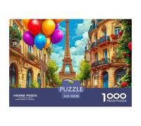 Eiffel Tower Paris Street View 1000 Piece Jigsaw Puzzle Paper for Adults Colorful Balloons Relaxing Focus Home Decor Gift Family Fun 52x38cm/1000pcs 52x38cm/1000pcs