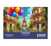 Eiffel Tower Paris Street View 1000 Piece Jigsaw Puzzle Paper for Adults Relaxation Focus Home Decor Gift Puzzle Game for Family 70x50cm/1000pcs