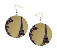Eiffel Tower Paris Trendy Leather Earrings For Women Dangle 1 Pair Lightweight Printed Piercing Earrings Jewelry Gifts For Women Girls
