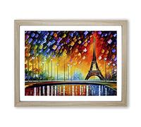 Eiffel Tower Paris Vol.1 Framed Print | A4 Oak Framed Wall Art | Ready to Hang | Modern Cityscape Picture | Living Room Bedroom Lounge Office
