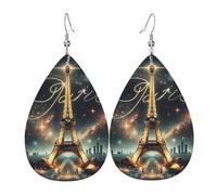Eiffel Tower Paris Women Earrings Faux Leather Dangle Eardrop Drop Earring Fashion Jewellery Gift For Wife Daughter Girlfriend Christmas