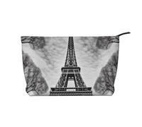 Eiffel Tower Pattern Corduroy Makeup Bag with Stylish and Durable Zipper Design