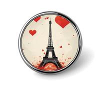 Eiffel Tower Pattern Lapel Pins Metal Pin Badge Personalized Pinback Button Badges Classic Round Badge Recognition Enamel Lapel Pin for Jackets, Backpacks, Bags