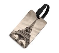 Eiffel Tower Pattern Luggage Tags with ID Card, Durable Travel Bag Tags, Waterproof Name Tag for Suitcases, Backpacks & Travel Cases Black-Style