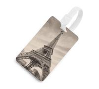 Eiffel Tower Pattern Luggage Tags with ID Card, Durable Travel Bag Tags, Waterproof Name Tag for Suitcases, Backpacks & Travel Cases White-Style