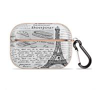Eiffel Tower Pattern Protective Case Cover Compatible with Apple AirPods Pro Stylish Glossy Hard Shell Landmark Of Paris Airpod Case Cover with Portable Keychain (Rose Gold)