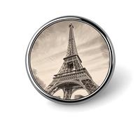 Eiffel Tower Pattern Round Badge for Men Women, Durable & Stylish Lapel Pins, Lightweight Metal Badges for Shirts, Jackets, Hats