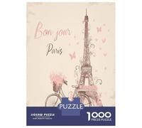Eiffel Tower Pink Bicycle 1000 Piece Jigsaw Puzzle for Adults Relaxing Home Decor 38x26cm/1000pcs