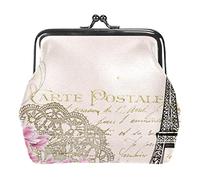 Eiffel Tower Pink Flower Women’s PU Leather Coin Wallets Girls Mini Buckle Coin Purse Pouch