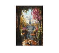 Eiffel Tower Poster Artwork Canvas Prints Picture Modern Wall Art Picture Wall Hanging for Office Gym Living Room Decor 16x24inch(40x60cm)