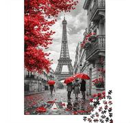 Eiffel Tower Premium 1000 Pieces Thick Cardboard Puzzle Rainy Paris for Older Children 12+ Anxiety Relief Indoor Activity 70x50cm/1000pcs