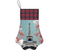Eiffel Tower Print Christmas Dog Paw Pet Sock Holiday Fireplace Decor Xmas Seasonal Supplies Gift