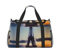 Eiffel Tower Print Everyday Use Travel Duffle Bag Large Capacity Travel Bag Stylish Functional Bag, Black, One Size