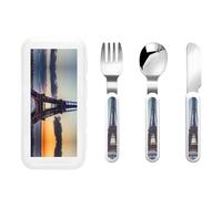 Eiffel Tower Print Knife,Fork and Spoon Stainless Steel Flatware Set, Birthday Party Kitchen Utensils