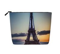 Eiffel Tower Print Makeup Bag for Women Large-Capacity Travel Toiletry Organizer Pouch Eco-Friendly