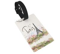 Eiffel Tower Printed Luggage Tags with Wrist Strap,Name Id Label for Suitcase,Airplane Travel Essentials
