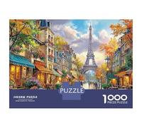 Eiffel Tower Puzzle Paris Street in Autumn 1000 Pieces Challenge High Difficulty Educational Game Suitable for Decompression And Wall Decor Gifts for Adults & Kids Age 12 Years Up 38x26cm/1000pcs