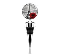 Eiffel Tower Red Rose Wine Stopper Zinc Alloy Beverage Bottle Stopper Reusable Leak Proof Wine Cork Cute Champagne Saver Decorative Bottle Sealer Plug Gift for Men Women