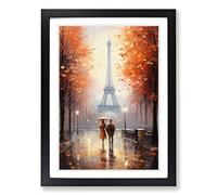 Eiffel Tower Romanticism Framed Print | A2 Black Framed Wall Art | Ready to Hang | Modern Cityscape Picture | Living Room Bedroom Lounge Office