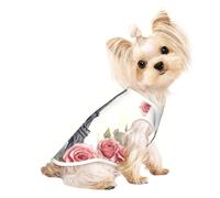 Eiffel Tower Rose Flower Print Dog Shirt Summer Lightweight Pet T Shirts Soft Breathable Stretchy Cats Dogs Tee Shirt