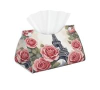 Eiffel Tower Rose Flower Print Long leather Tissue Box Cover for Living Room,Dining Table,Bedroom,20x12.5x11.5cm